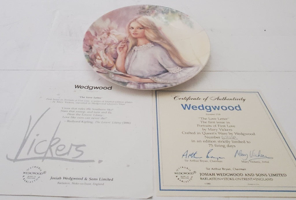 Vintage Wedgwood The Love Letter 1985 Plate Portraits of First Love Mary Vickers