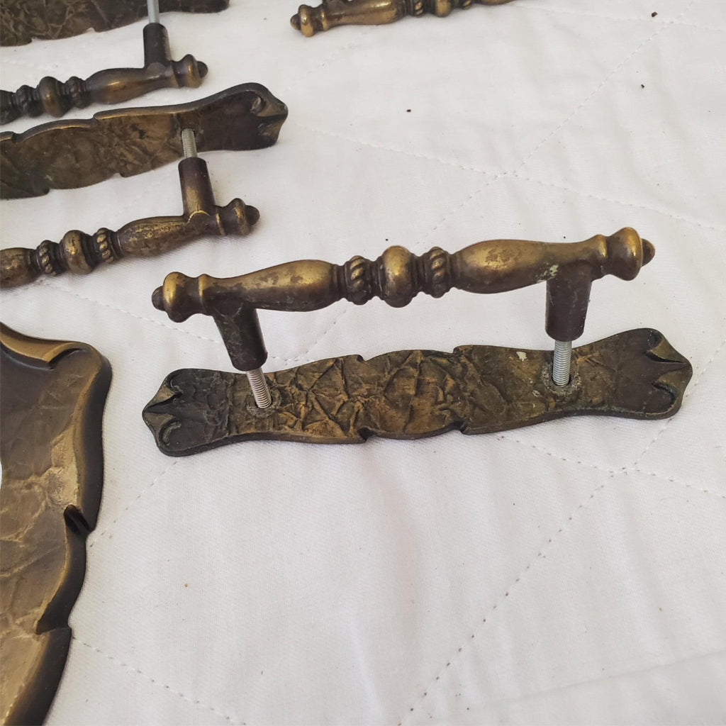 Lot of 9 Vintage Bronze Door Cabinet Drawer Handle Pulls & Switch Cover #5