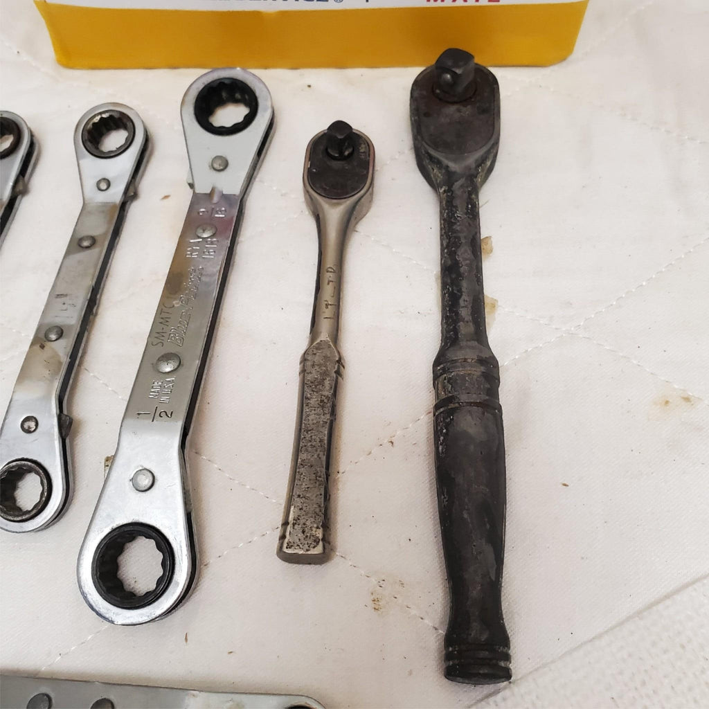 Lot of 7 Double Box End Reversible Ratchet Wrenches & Drive Ratchet Set LOT-894