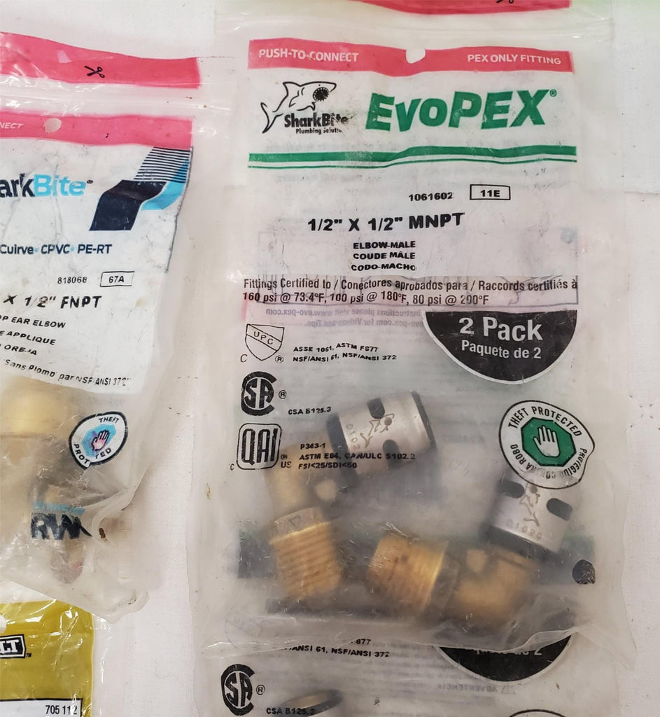 Lot of Sharkbite Everbilt Plumbing Pipe Fittings Elbows