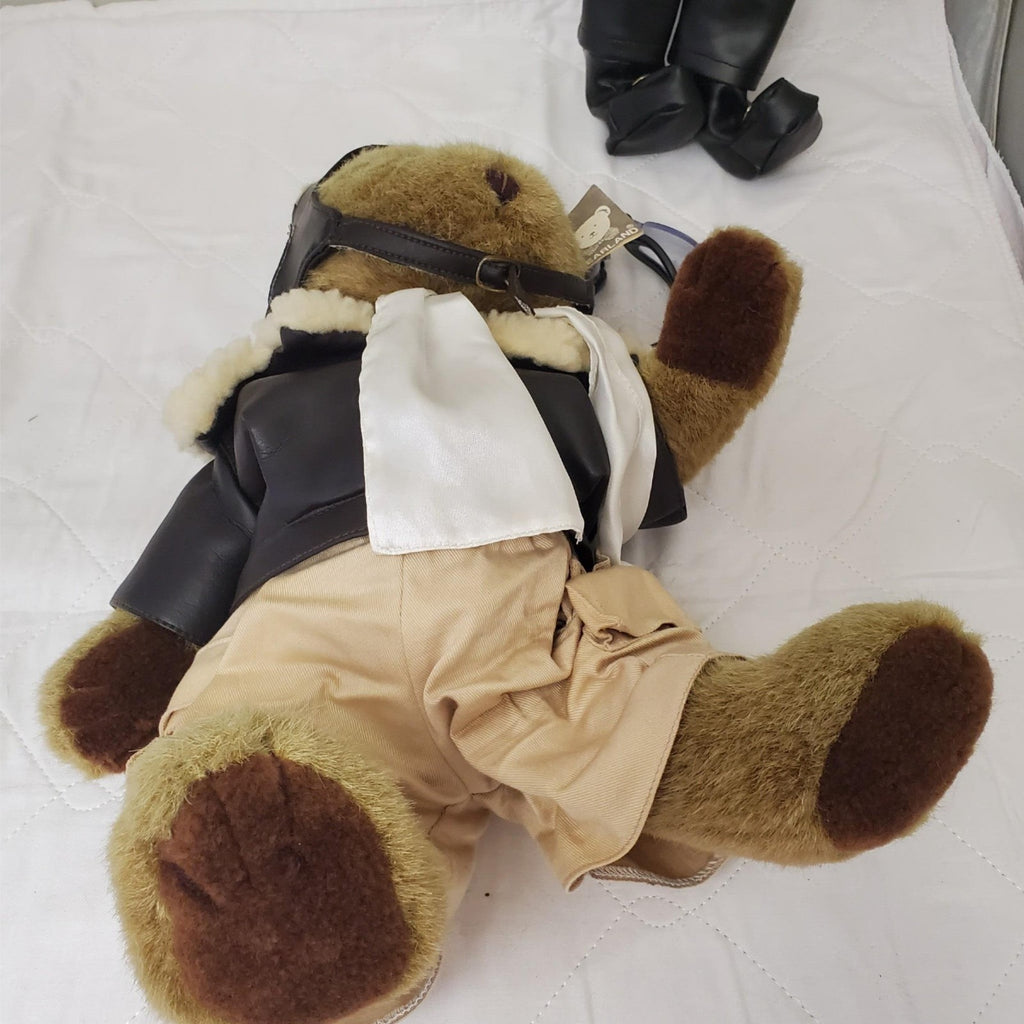 Aviator Pilot Bear Plush With Jacket Cap Scarf Goggles & Bear of Long Stuff Toy