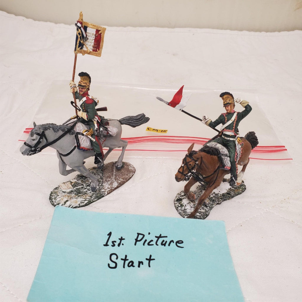 Lot of 2 W.Britains Guidon Bearer French 4th Lancers Charging Mounted CM-15