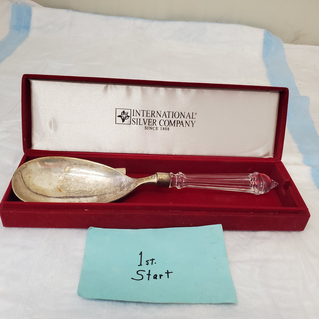 International Silver Company 24% Lead Crystal Handle Serving Fork