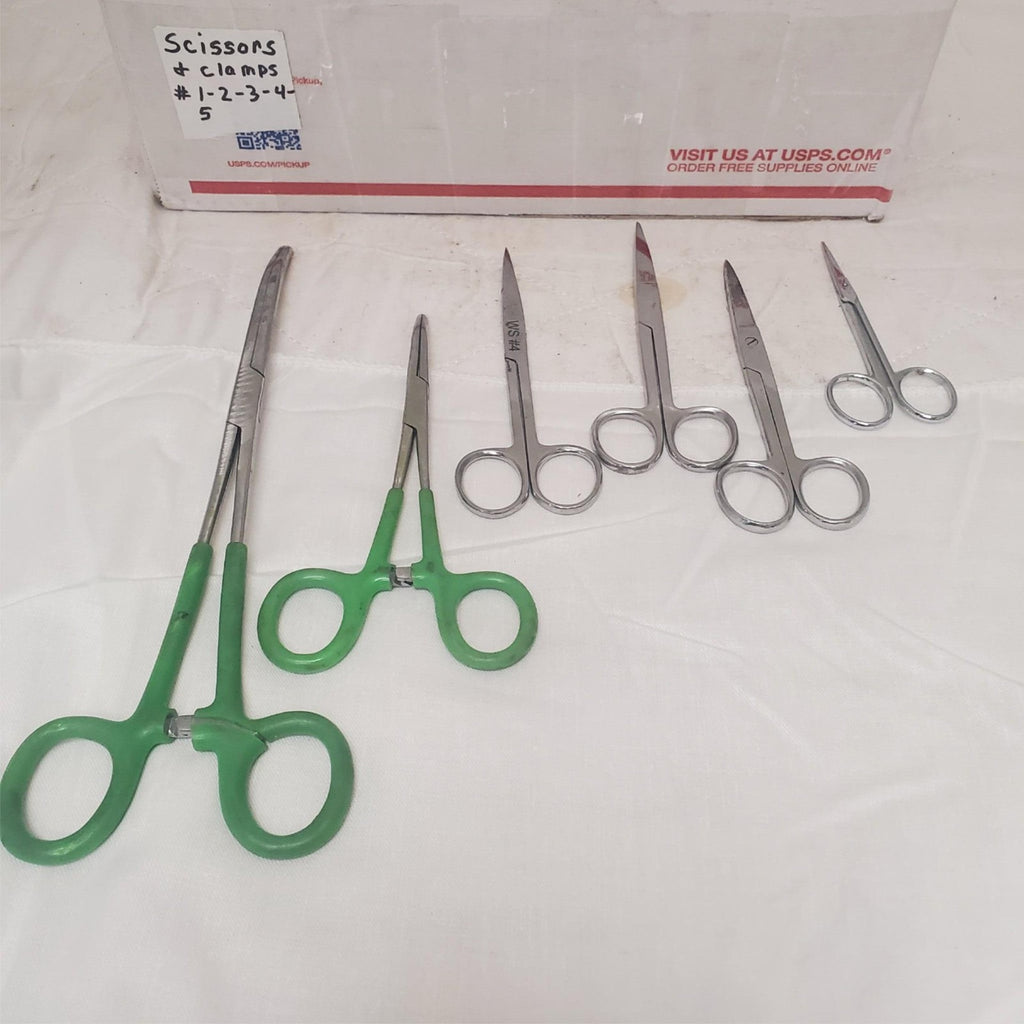 Lot of 6 Assorted Medical Surgical Scissor Clamps #6