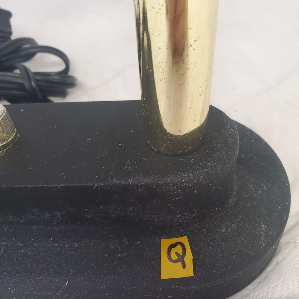 Vintage Portable Brass and Black Halogen Desk Lamp Q