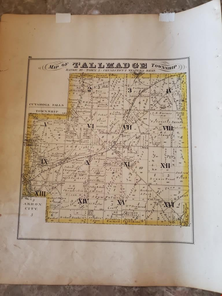 Historic Map of Tallmadge Township Range 10 Town 2 Connecticut Western Rese