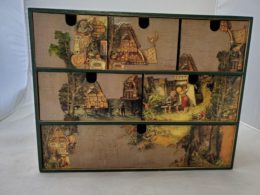 Vintage Hand Painted Hobby Drawer Storage Container