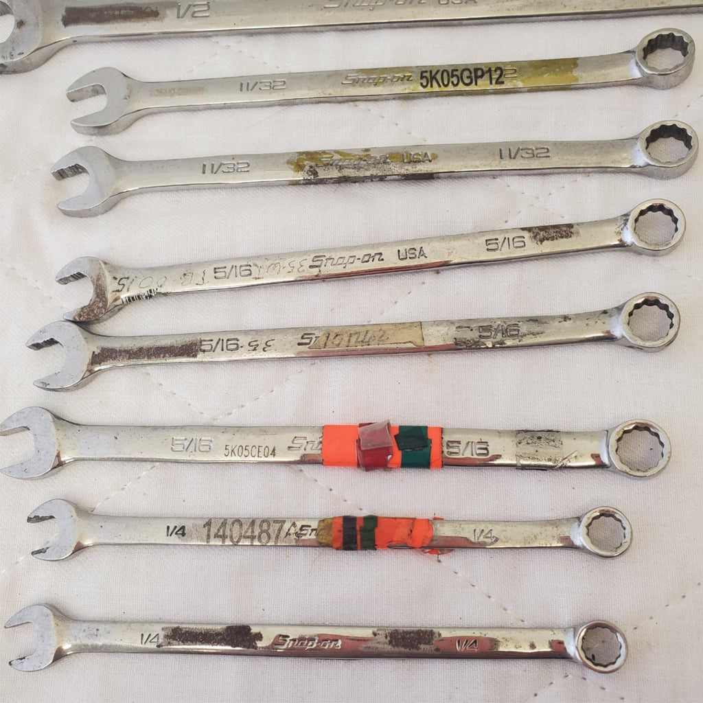 Snap On Tools 10 Pc SAE 12 Point Combination Wrench Set - Lot 405