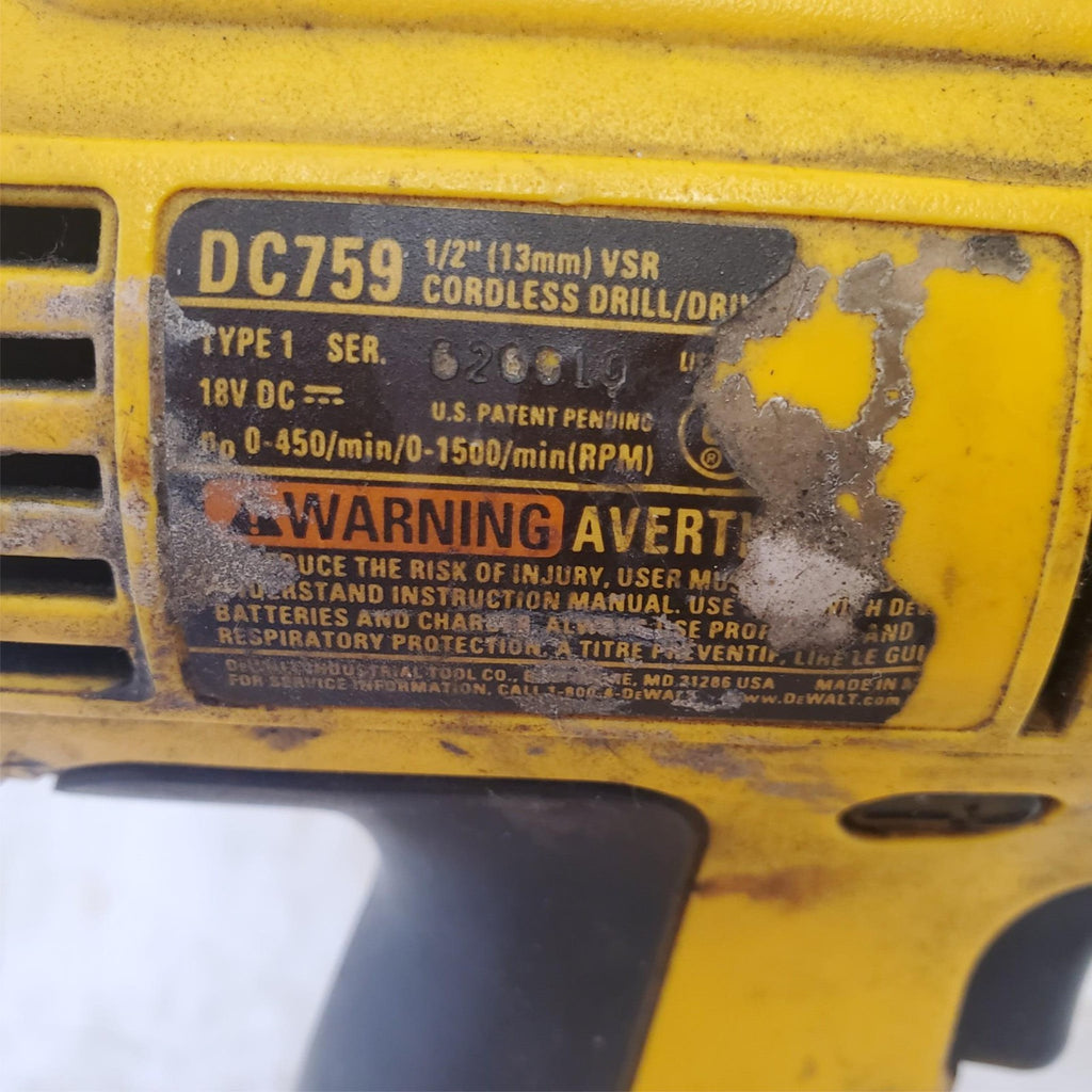 DEWALT DC759 18V 1/2" (13mm) Cordless Compact Drill/Driver LOT 505