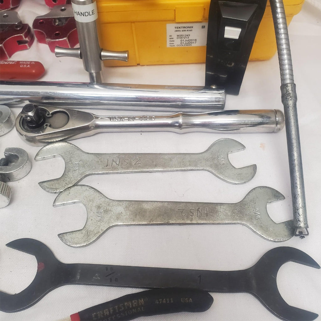 Lot of Assorted Plumbing and Pipe Fitting Tools with Chain Wrenches and Toolbox