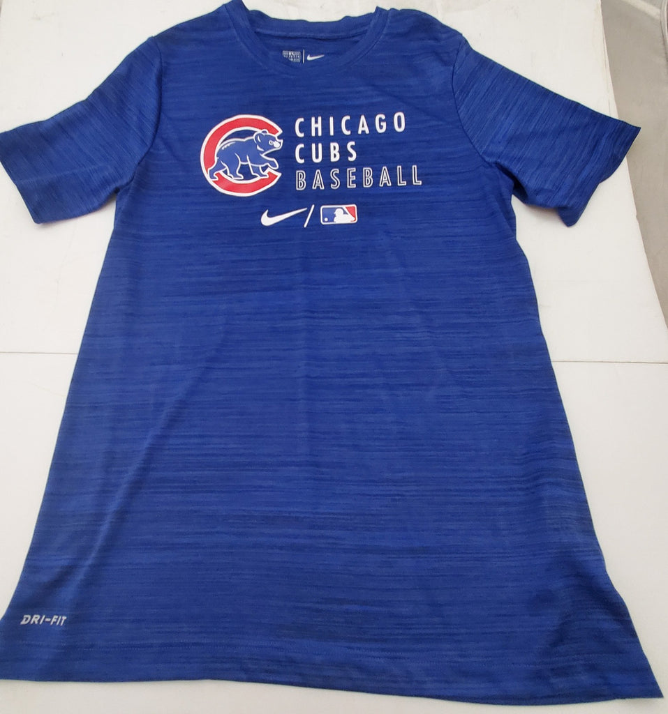 Vintage Used Nike Chicago Cubs Baseball DRI-FIT Blue T-Shirt Size