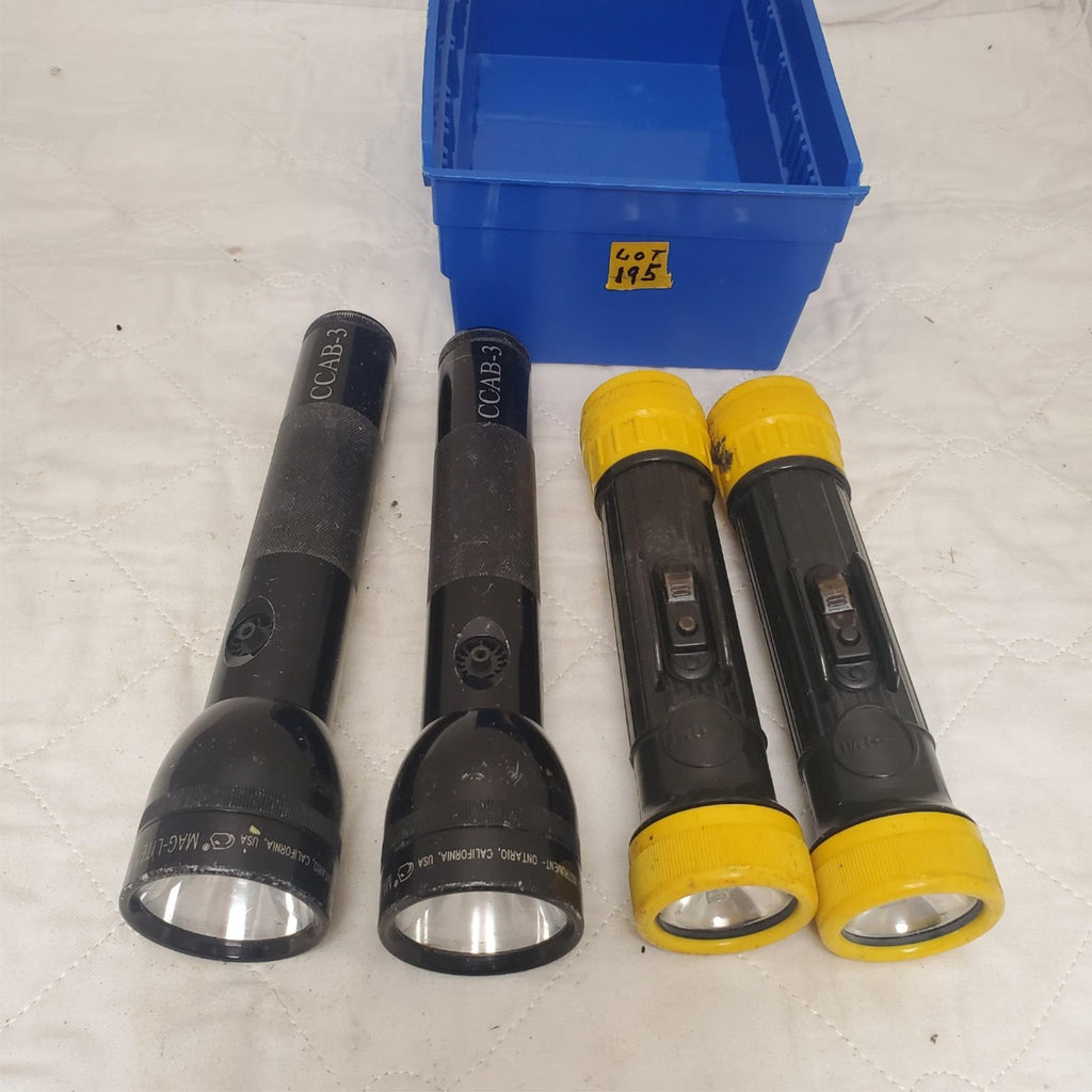 Lot of 4 Fulton Permissible Electric Flashlight & Maglite flashlight LOT-195