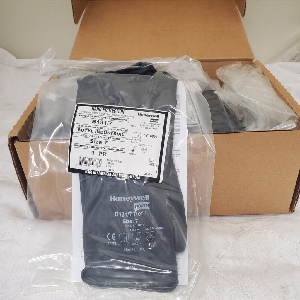 24 Pair HONEYWELL Industrial Butyl Gloves Hand Protection Box B131/7 Size 7 8 11