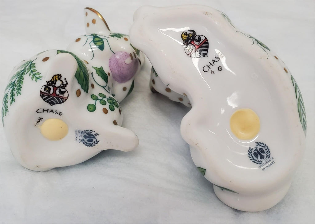 Vintage Lynn Chase Hollohaza Hungary Cat & Mouse Porcelain Figurines