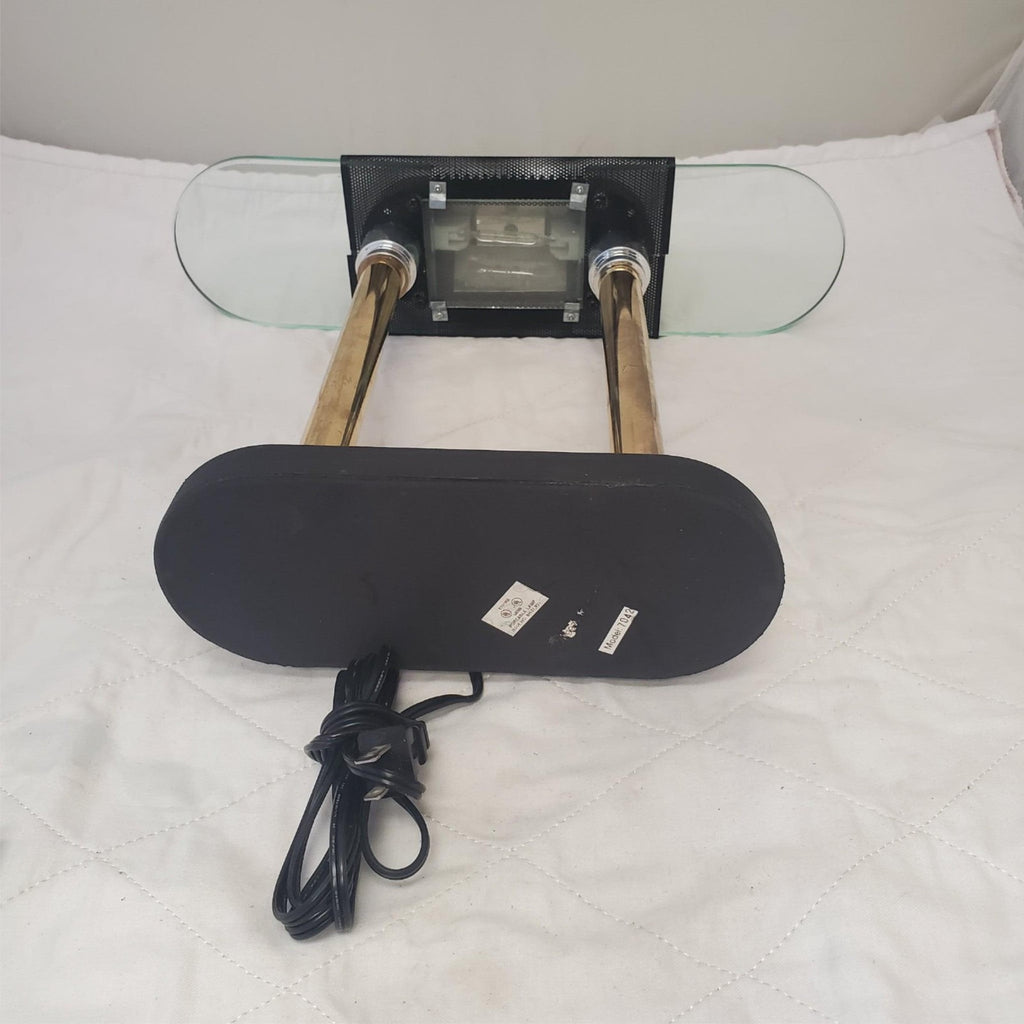Vintage Portable Brass and Black Halogen Desk Lamp R