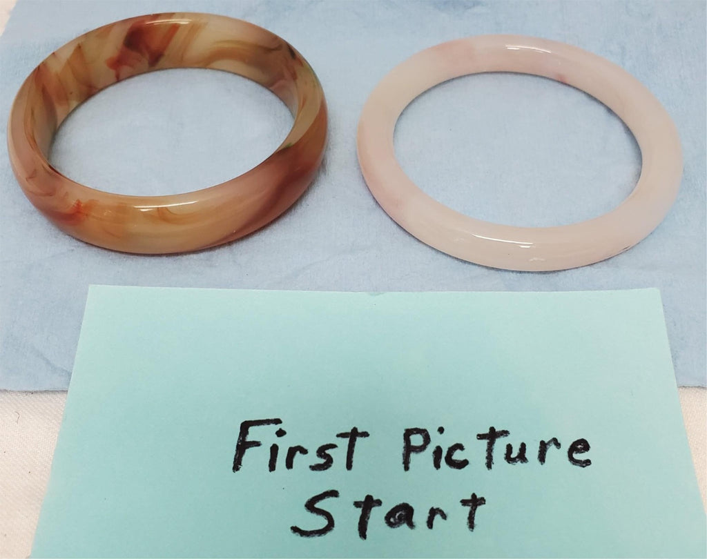 Set of 2 Natural Agate Carnelian & White Moonlight bangle