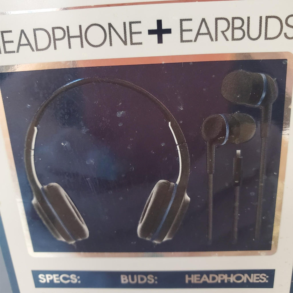 Sentry Blue Two Pack Headphone + Earbuds w/In-Line Microphones Stereo
