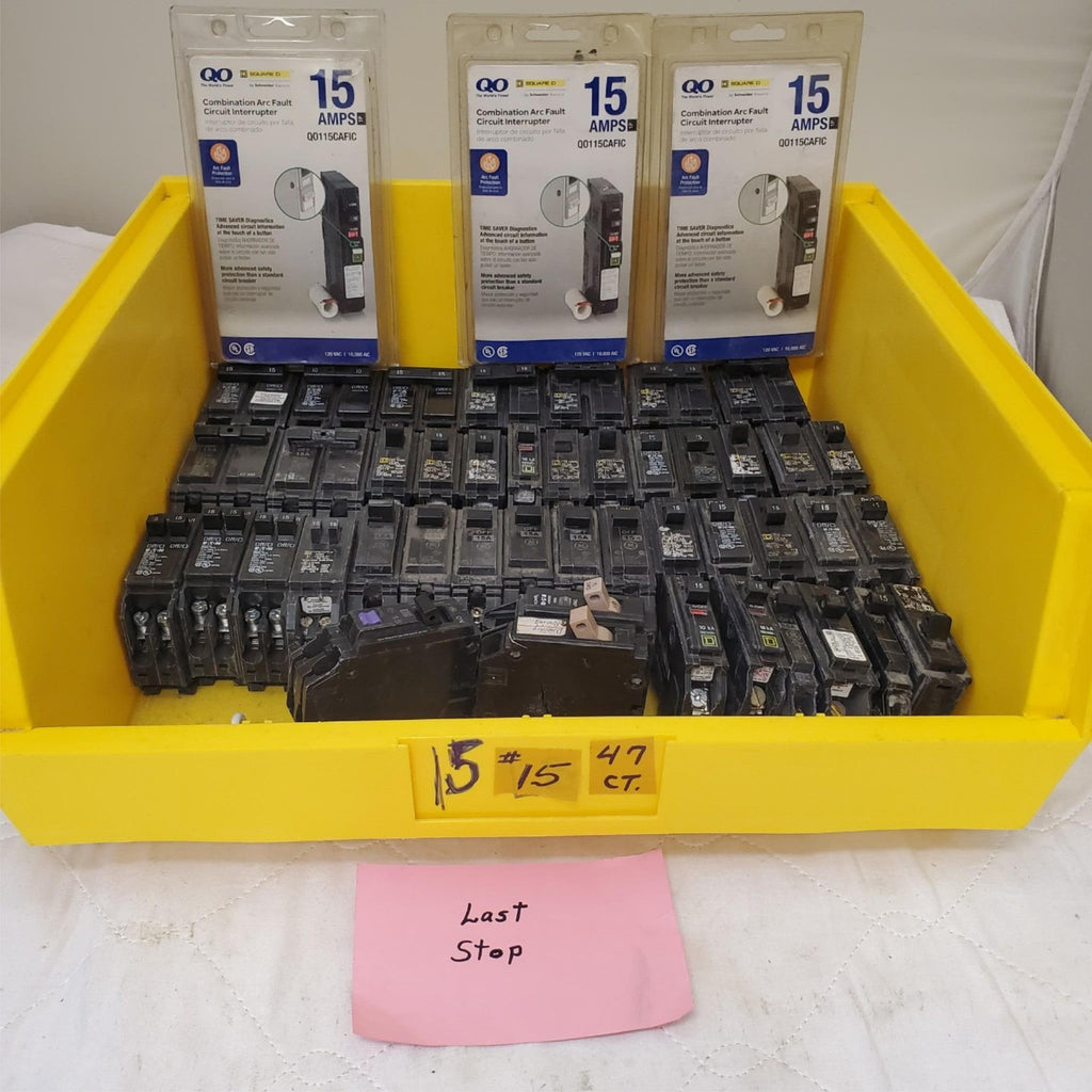 Large Lot of 47 Used Circuit Breakers Assorted #15