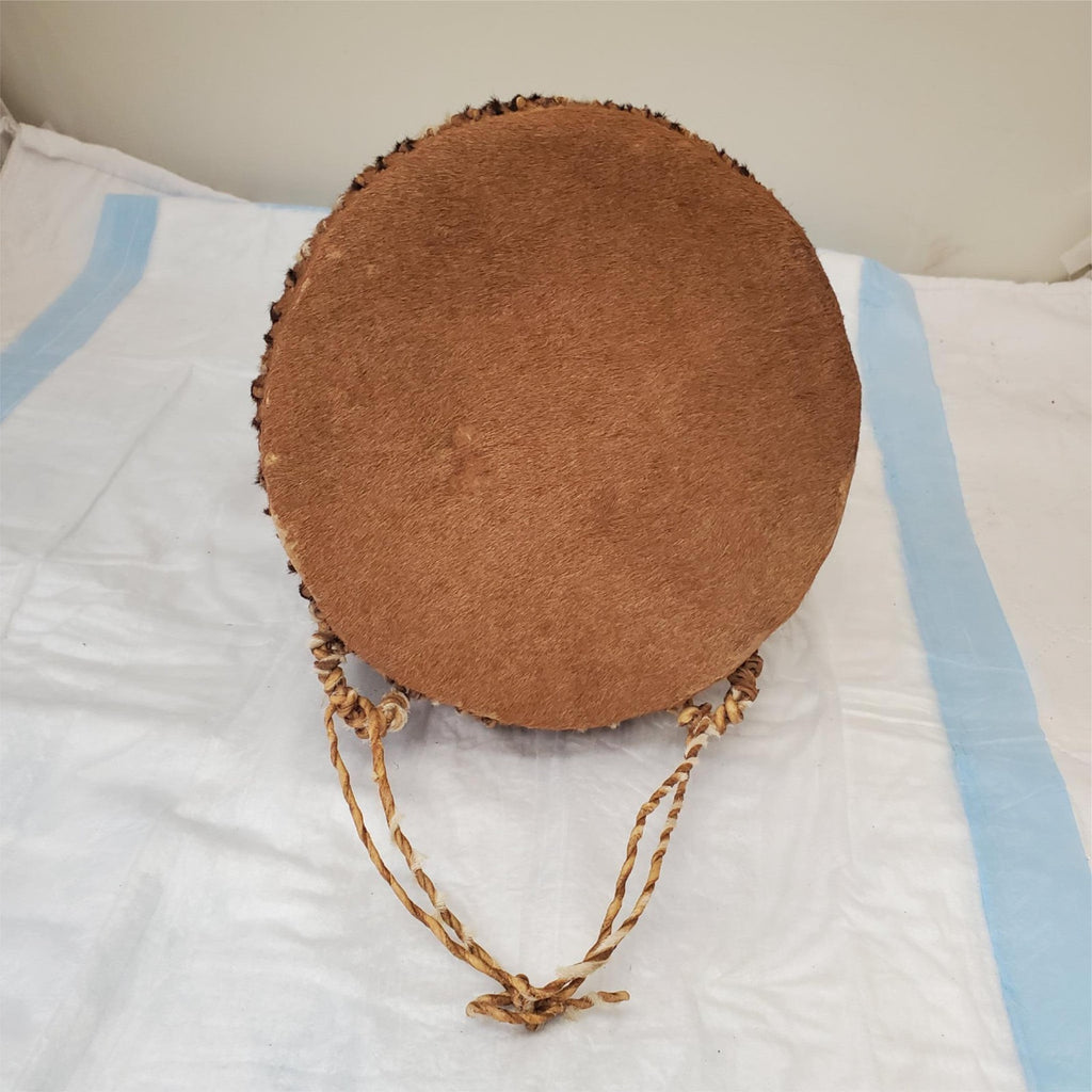 Vintage Cowhide drum With Jute Fringe