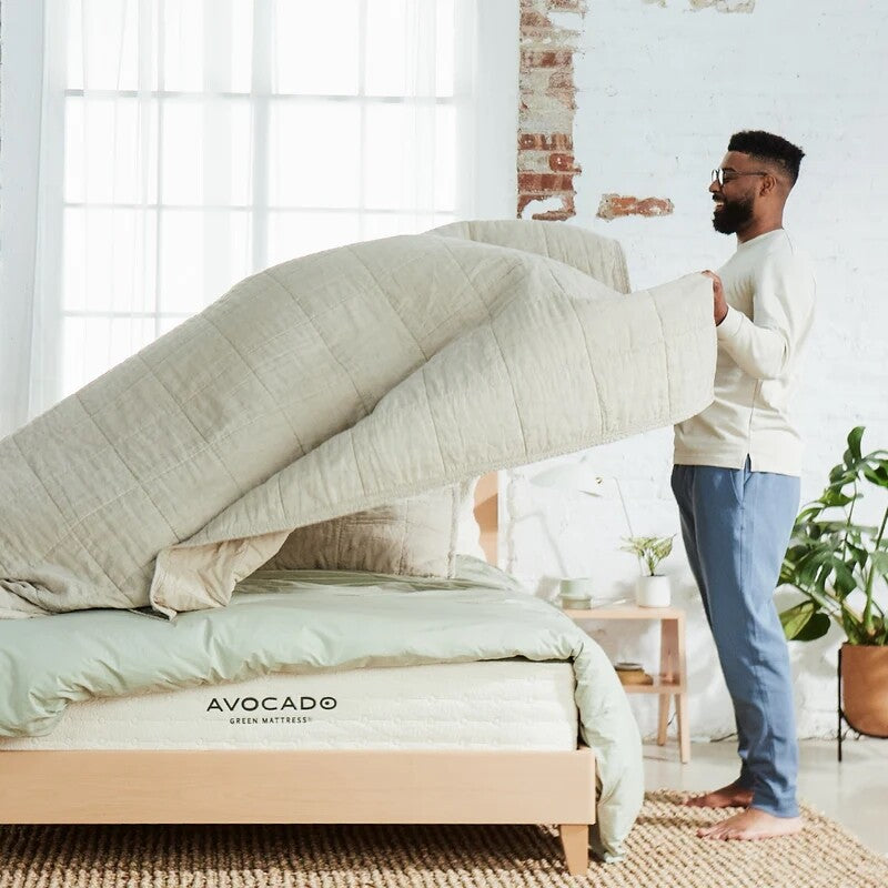 Avocado Natural Linen Quilt Natural Color Full - Queen Size $319