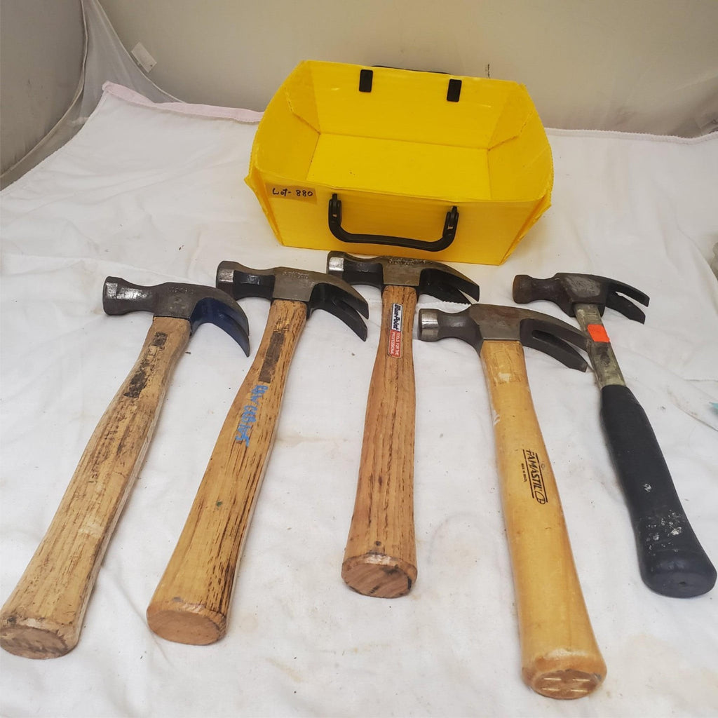Lot of 5 Vintage Wooden Handle Claw Hammers LOT-880