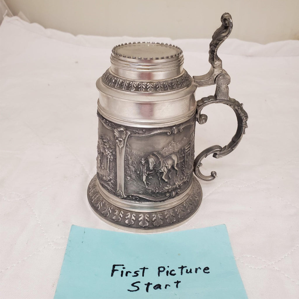 Vintage SKS PEWTER 95% Zinc Lidded Mini Beer Stein