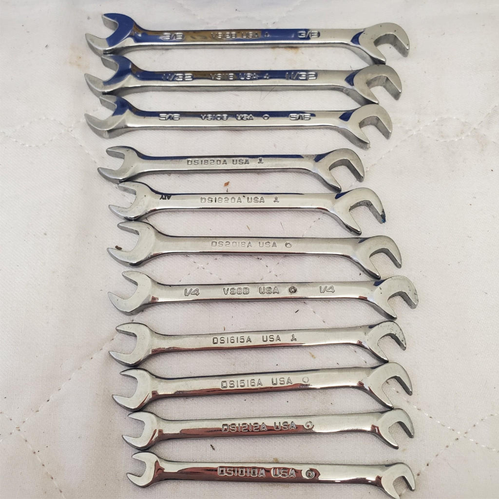 Lot of 11 Snap-On Standard 4-Way Angle Open End Wrench LOT 132