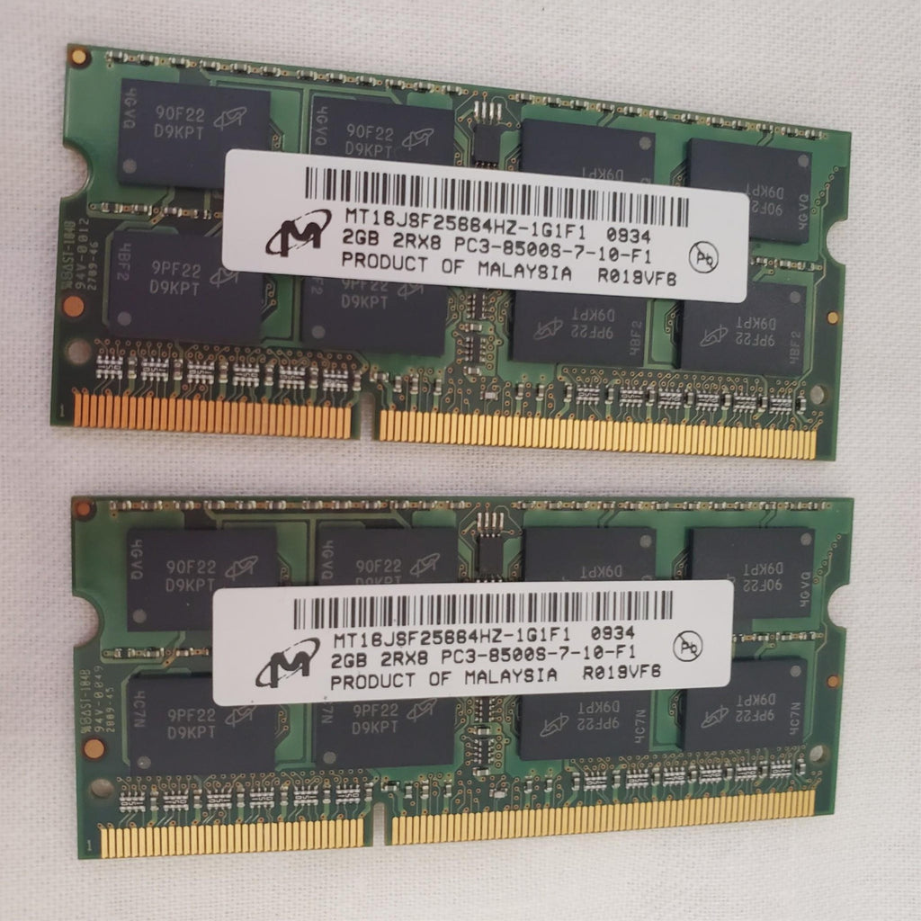 Lot of 2 MT16JSF25664HZ-1G1F1 Micron 2GB PC3-8500S-7-10-F1 Compatible Memory RAM