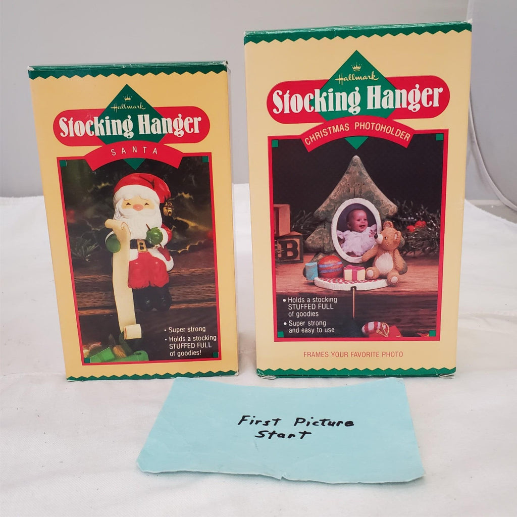 Lot of 2 Hallmark Christmas Stocking Hanger Photo Holder