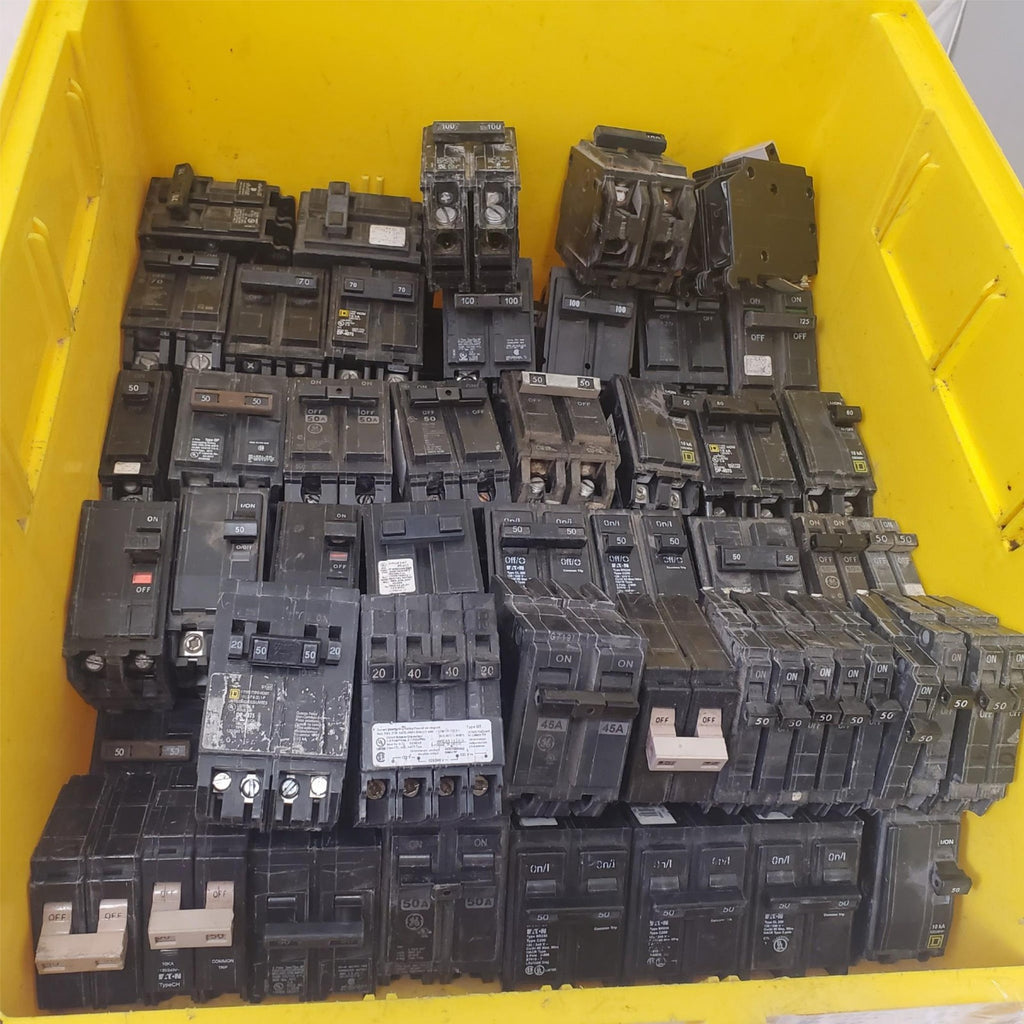 Large Lot of 79 used circuit breakers Assorted