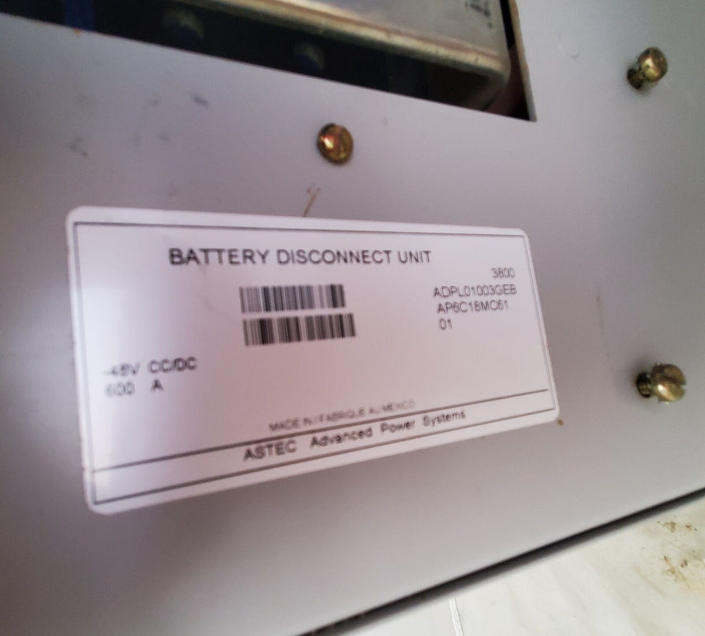 BDU600/48 Helios Astec Battery Disconnect Unit with S6N ABB 600A 2 Pole