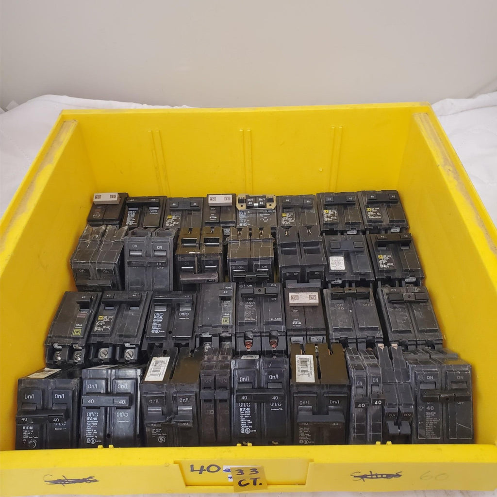 Large Lot of 33 Used Circuit Breakers Assorted #40