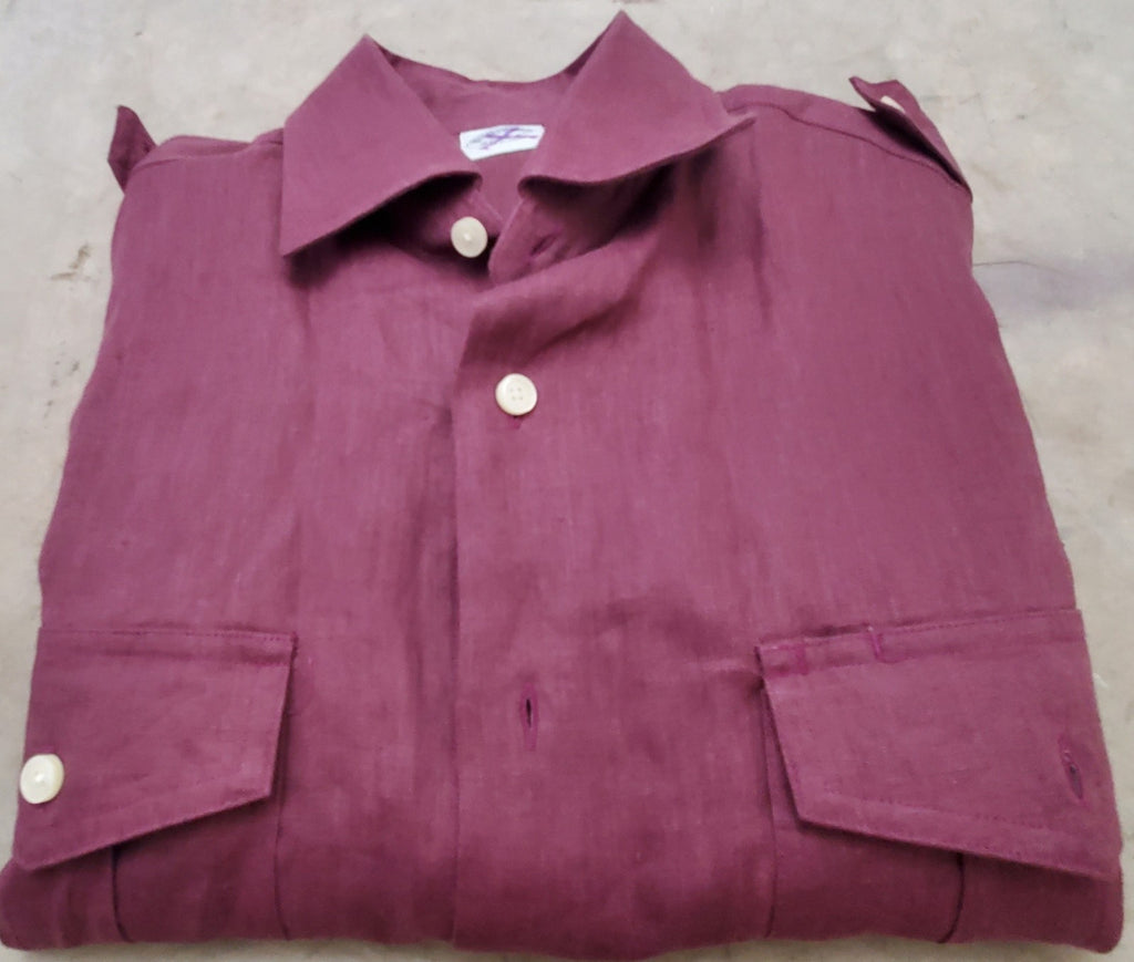 Brooks Brothers Men's Button Down Shirt Size Medium Burgundy Shoulder Epaulets