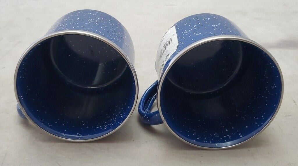 Two GSI Outdoor Blue Enamelware Coffee Beverage Cups Mug Camping Hunting Fishing