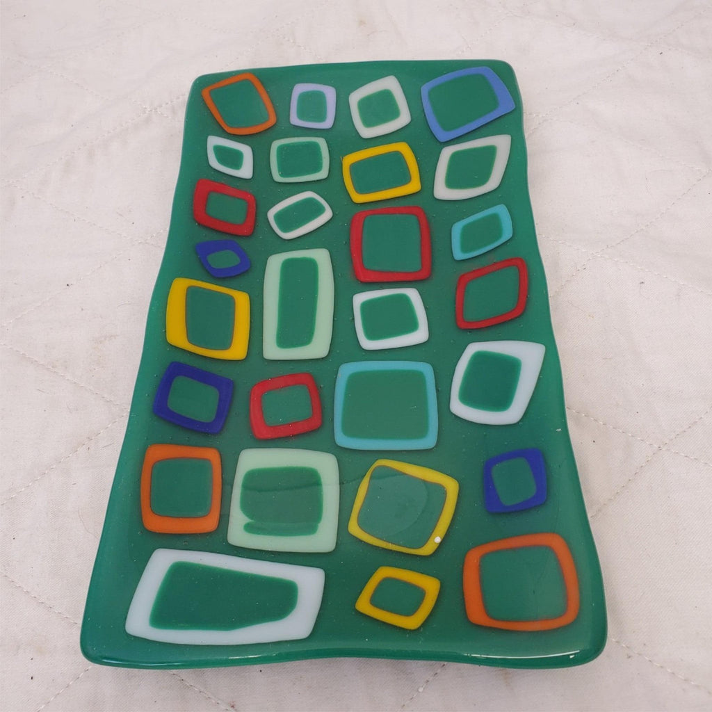Retro Colorful Fused Glass Platter