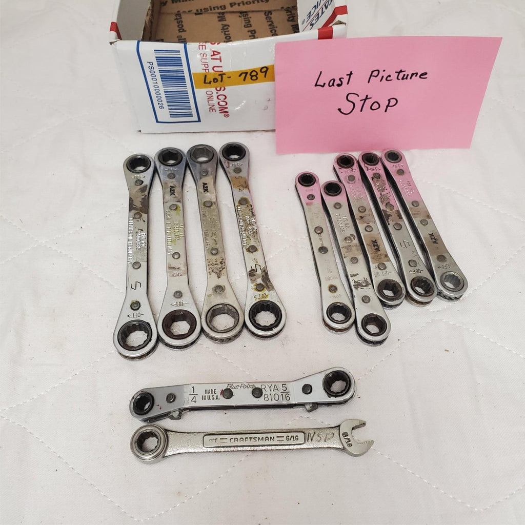 Lot of 11 Assorted Ratcheting Box End Wrench Set LOT-789