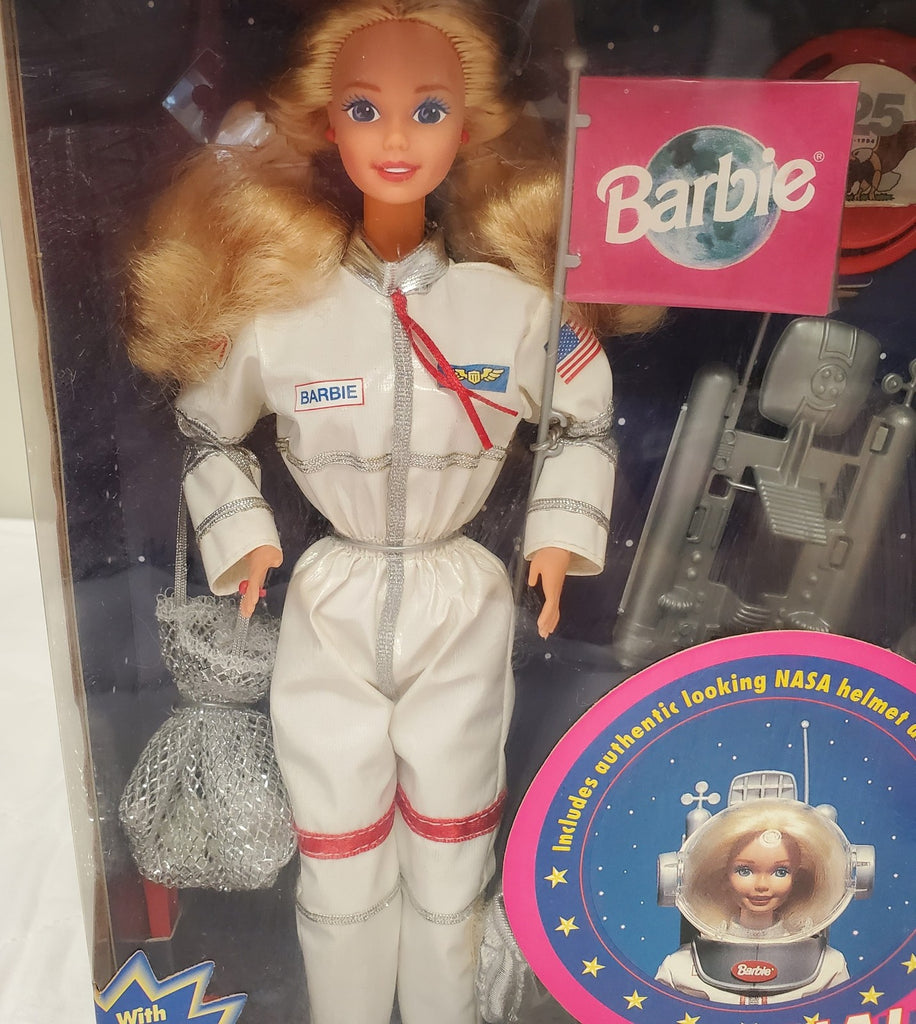 Vintage Astronaut Barbie NASA Career Doll Glow Moon Rocks Helmet Flag