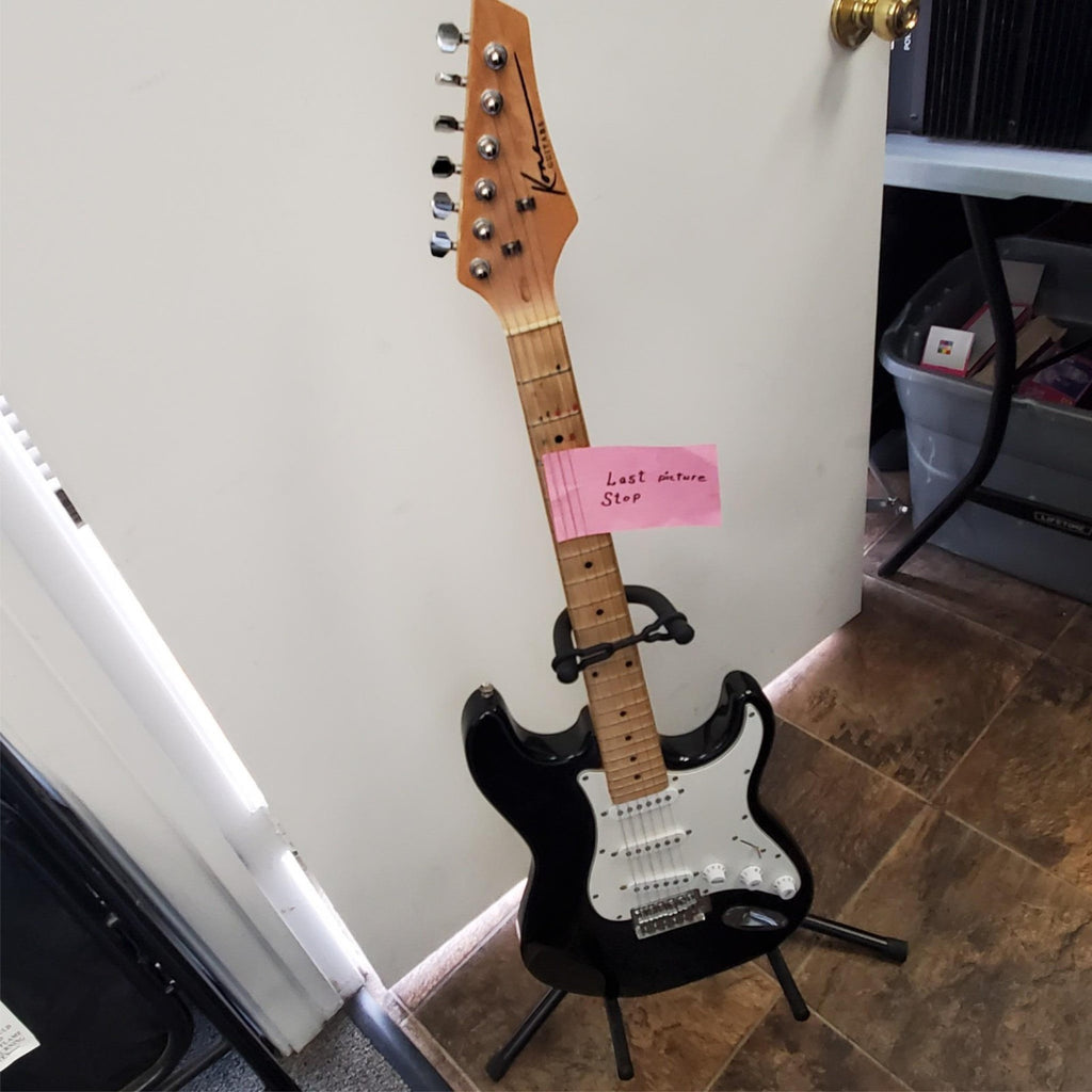 Kona Strat Style Black & White Electric Guitar