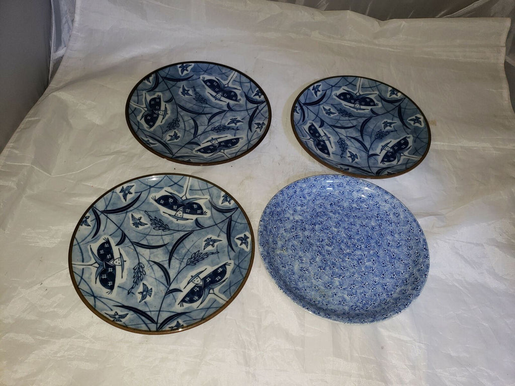 4 Saucer & Plate Blue & White Floral Pattern Delft-Blauw Hand painted Plate