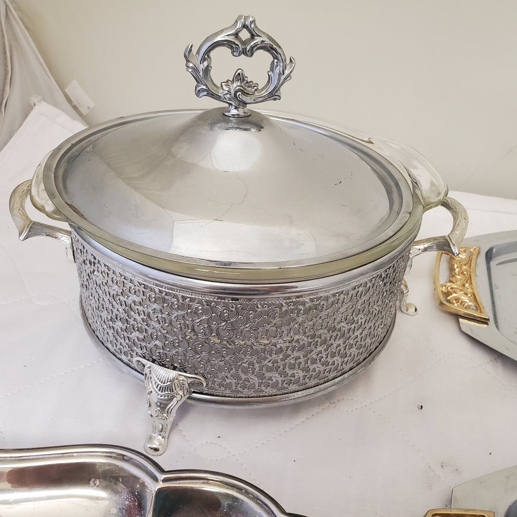 Vintage Silverplate Gravy Serving Boat Tray Dish