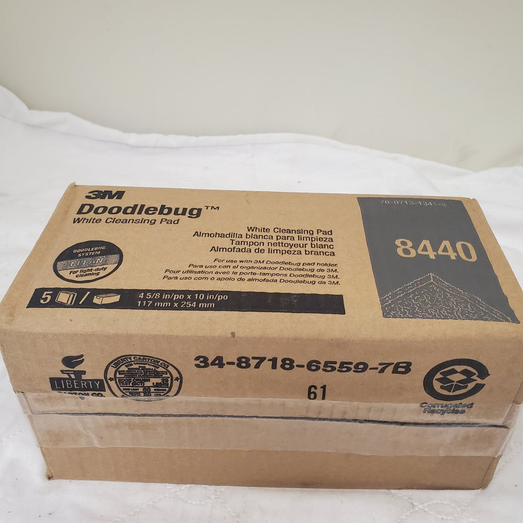 3M Doodlebug 8440 White Cleansing Pad (5pk) light-duty cleaning 10”x 5” X 1”