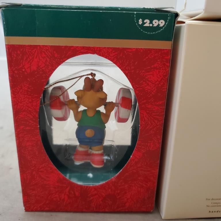 Lot of 4 Hallmark Moose On The Loose Downhill Thrills What a Handy Guy Ornament