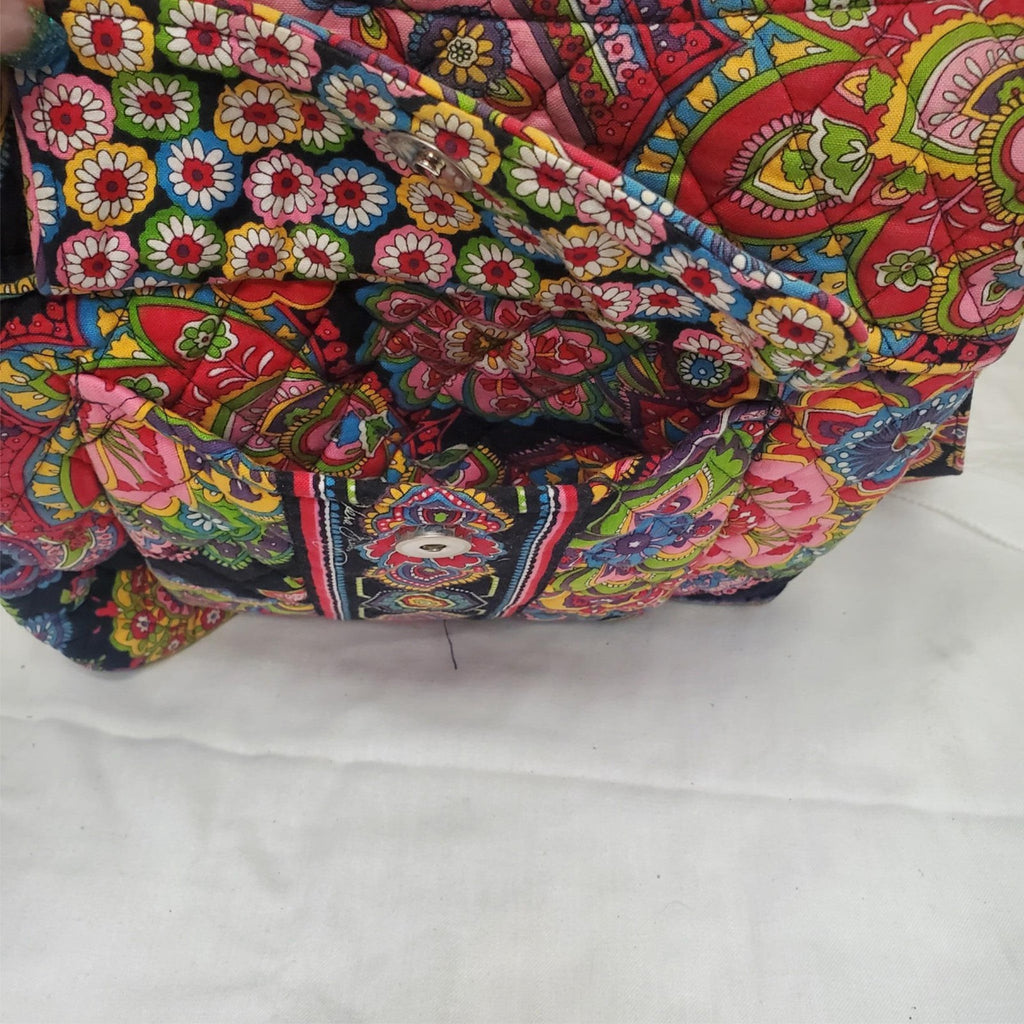 Vera Bradley 10"x10" Black Pink Quilted Filigree Purse Tote Shoulder Handbag