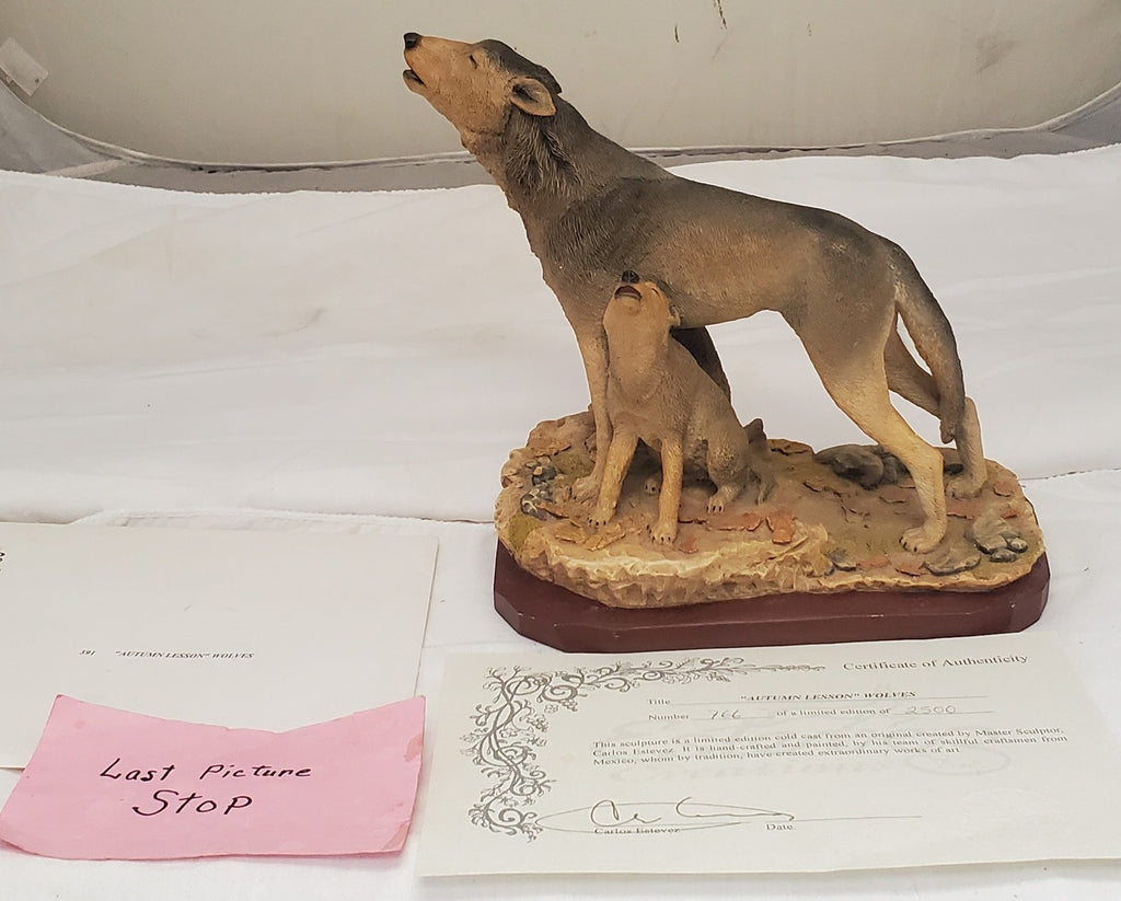 Estevez Creations Limited Wolves Wolf Autumn Lesson Made in Mexico Sculpture