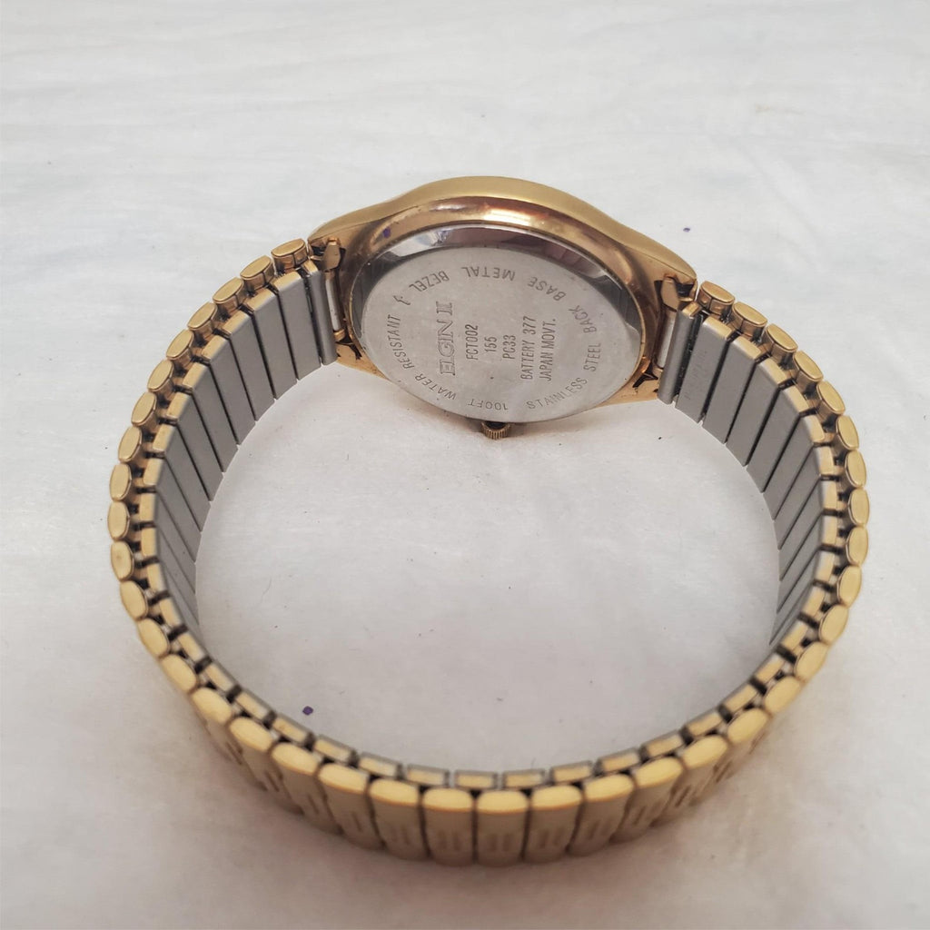 Vintage ELGIN FCT002 Gold Mens Quartz Watch with Day & Date