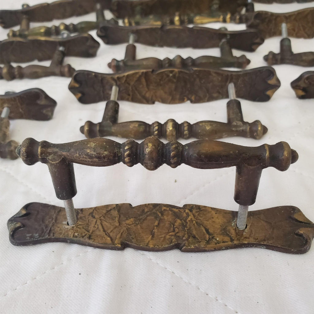 Lot of 10 Vintage Brass Amerock Carriage Cabinet Drawer Pulls w/ Back Plates #3