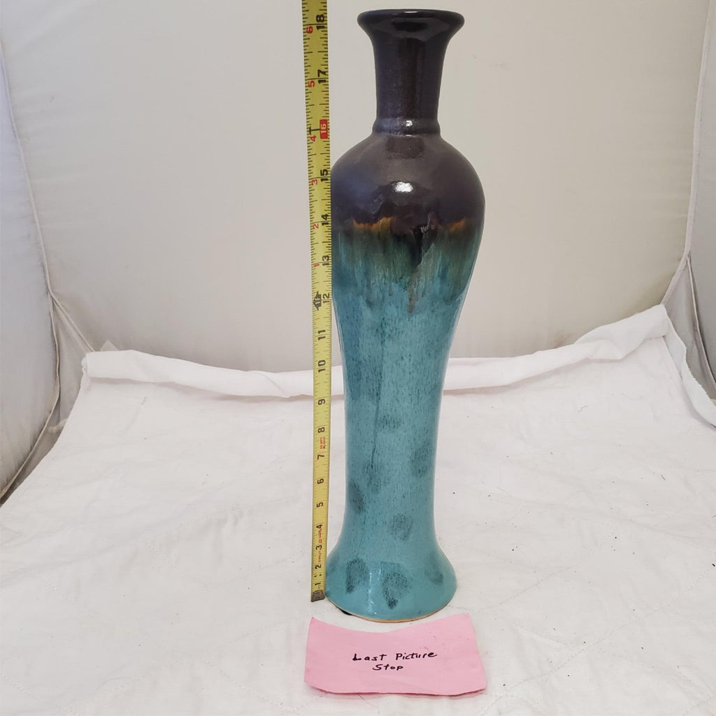 Chinese Jun Turquoise & Black Ceramic Vase