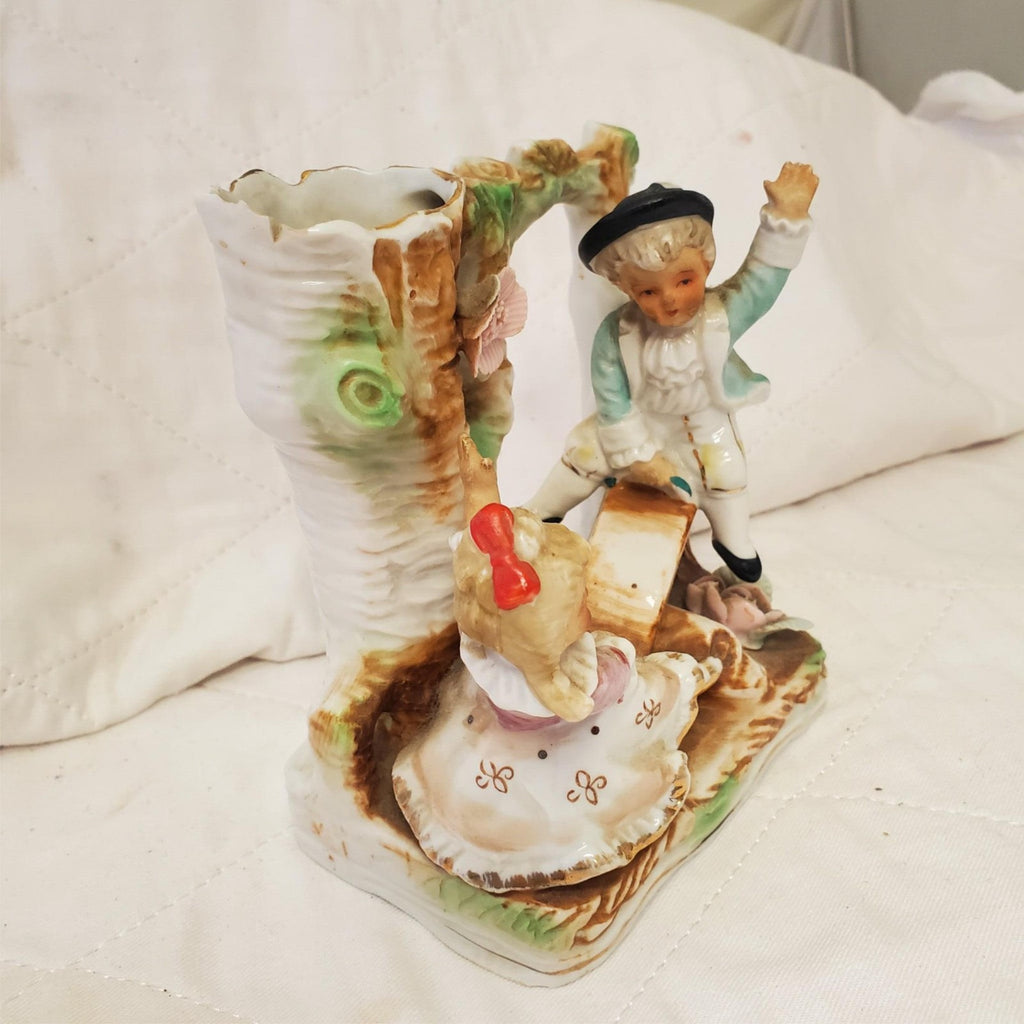 Victorian German Porcelain Children on Teeter Totter Figurine Vase