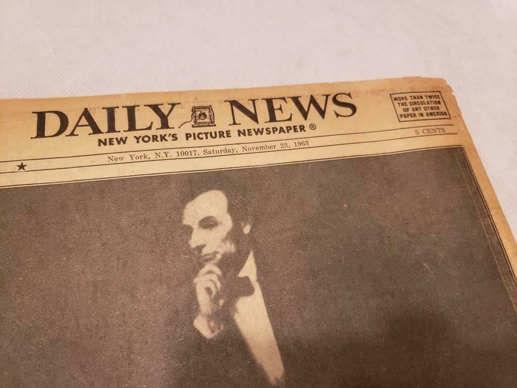 Vintage Newspaper New York Daily News November, 23, 1963 President JFK Killed