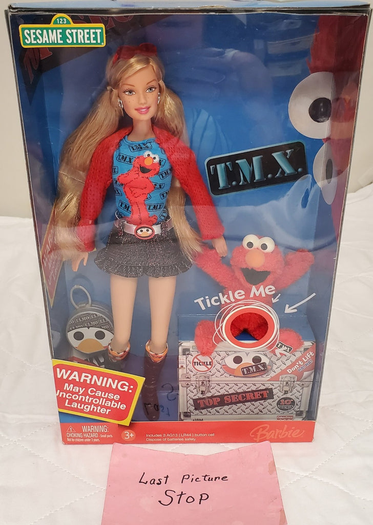Sesame Street Barbie with Elmo TMX Laughing Doll & Tickle Me Toy Gift